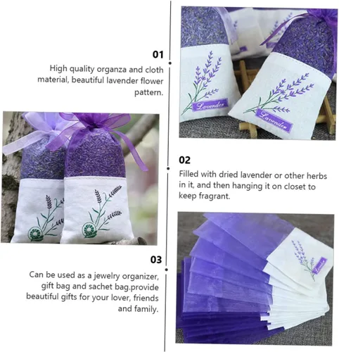 Miniatura 6 de 22 bolsas de muselina con lavanda seca para ambientador de armario, cajón, fragancia y bolsas