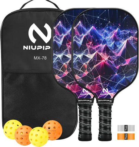 Miniatura 12 de niupipo Pickleball Paddles Set of 2 or 4, USAPA Approved Fiberglass Pickleball Paddle Set with Balls and Bag, Polypropylene Honeycomb Core