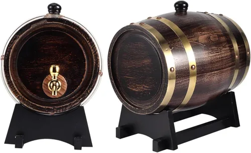 Miniatura 8 de Vino de madera 3L, almacenamiento de vino tinto brandy whisky tequila decoración del hogar envejecimiento con grifo dispensador de vino