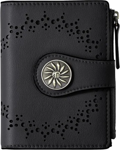 Miniatura 25 de Tipmile - Cartera pequeña para mujer, cartera de cuero con bloqueo RFID, plegable con bolsillo para monedas y con cremallera, Beige, Casual