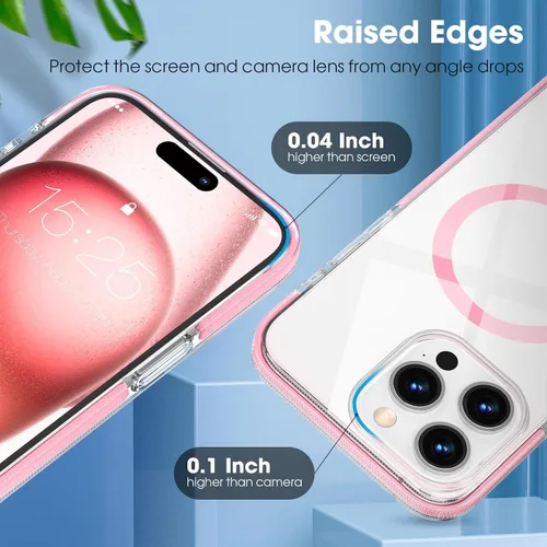 Miniatura 5 de MATEPROX Fundas magnéticas transparentes para iPhone 15 Pro Max, compatibles con MagSafe, transparente, a prueba de golpes, delgada, a prueba