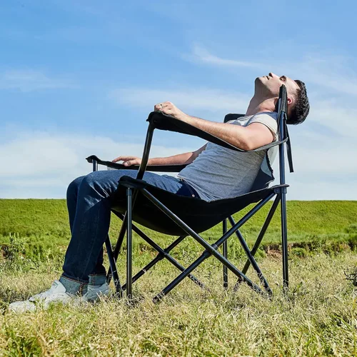 Miniatura 2 de PORTAL Silla plegable grande y alta de gran tamaño, portátil, resistente, plegable, XXL, para acampar al aire libre o adultos, soporta hasta 600