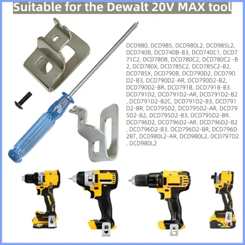 Miniatura 3 de N268241 N086039 - Soporte de taladro de acero inoxidable para cinturón y ganchos, para herramientas eléctricas Dewalt de 20 V, compatible