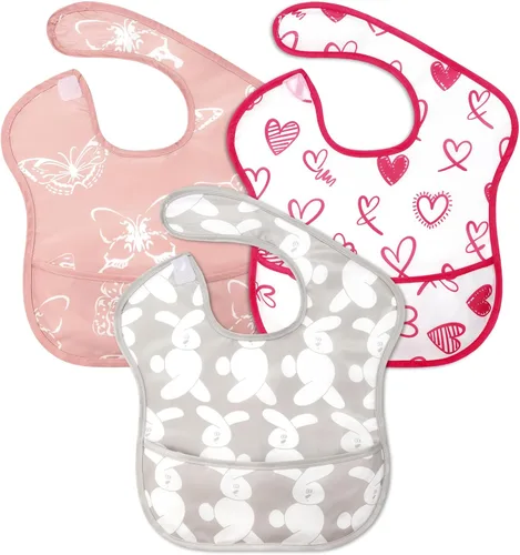 Accmor Baby Bibs for Eating, Waterproof Mess Proof Baby Toddler Bibs, Apron Smock Feeding Bibs for Girls Boys