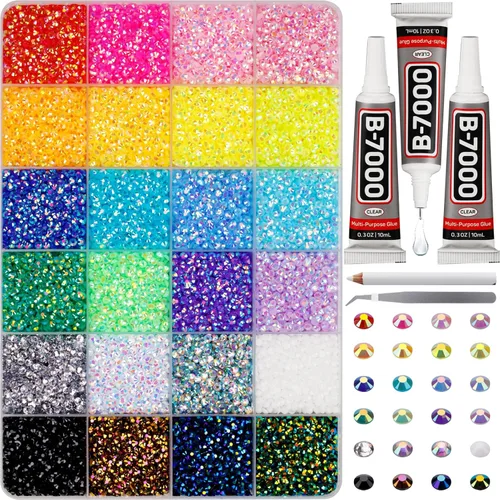 Miniatura 28 de 31000 piezas de diamantes de imitación para hacer brillar, kit de 3 mm de diamantes de imitación con parte trasera plana para manualidades, ropa