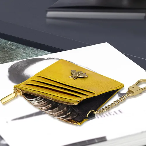 Miniatura 14 de SEAVILIA Tarjetero llavero cartera para mujer con ventana de identificación RFID monedero regalo abeja delgada minimalista pequeña cartera