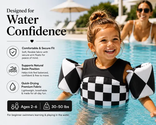Miniatura 4 de KIDSco Swim Vest for Kids 30-50 lbs. A Puddle Jumper Swimming Float Aid with Shoulder Straps and Arm Water Wings. for Boys and Girls Aged 2-6