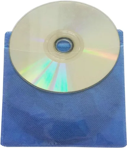 Miniatura 4 de Paquete de 100 fundas de alta calidad para CD y DVD, material grueso no tejido de doble cara para almacenamiento de CD y DVD, estuche de disco (azul)