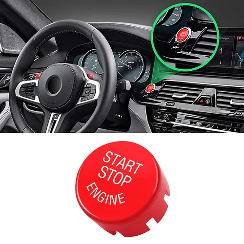 Miniatura 7 de Jaronx Compatible con botones BMW M1 M2, botón rojo deportivo de control de crucero activo de inicio/parada para BMW M3 F30 F80/M4 F32/M5 F10/M6 F06