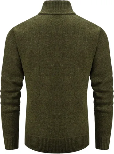 Miniatura 71 de VtuAOL Suéteres tipo cárdigan para hombre, con cremallera completa, cuello alto, cárdigan de punto casual con bolsillos