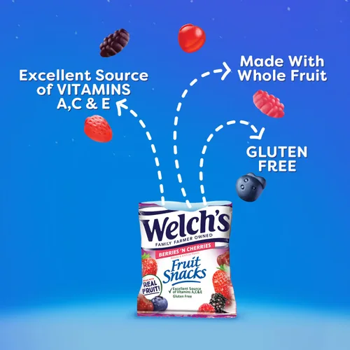 Miniatura 6 de Welch's Paquete de aperitivos de frutas, frutas mixtas y bayas y cerezas, sin gluten, paquete a granel, bolsas individuales de una sola porción, 0.8