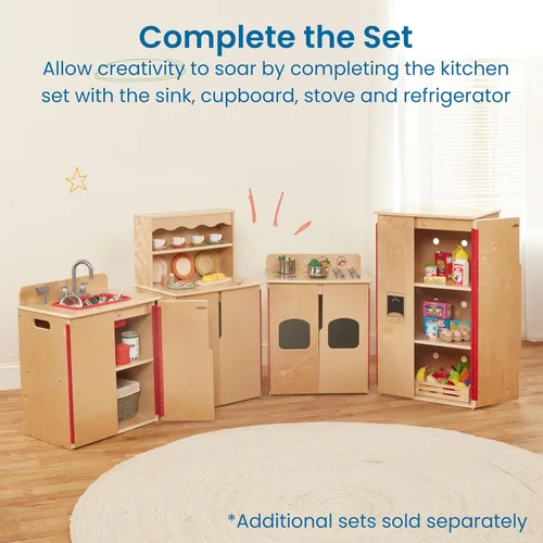 Miniatura 5 de ECR4Kids Fregadero de Cocina de Juguete, Juego de Madera, Natural