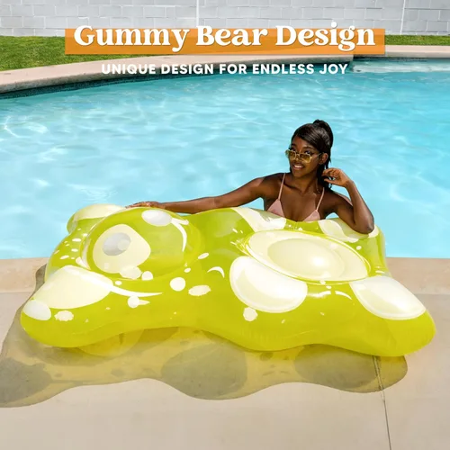 Miniatura 3 de SLOOSH Flotadores inflables de oso de goma de 60 pulgadas para piscina, divertidos flotadores para piscina, juguetes para decoración de fiesta