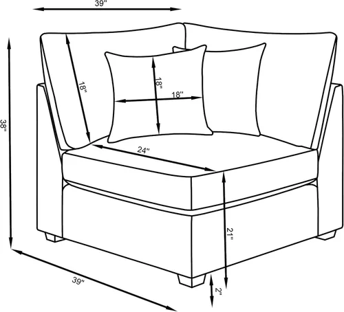 Miniatura 9 de Coaster Home Furnishings Cambria - Sofá modular tapizado de 5 piezas con otomana de almacenamiento, patas redondeadas y almohadas decorativas