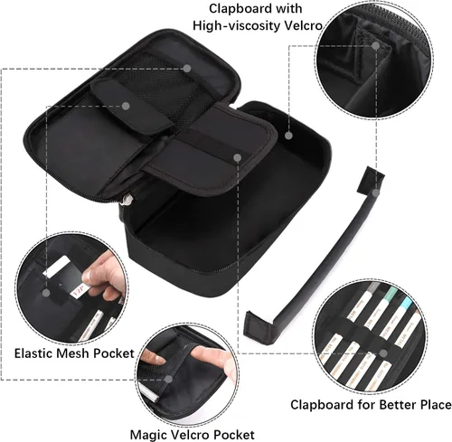 Miniatura 3 de Estuche para lápices de gran capacidad, bolsa de tela Oxford, bolsa de almacenamiento para bolígrafos, rotulador, bolsa de papelería para Negro