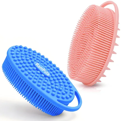Miniatura 16 de RamPula Limpiador corporal de silicona, esponja de silicona, limpiador de baño, guante de esponja de ducha, cepillo corporal exfoliante