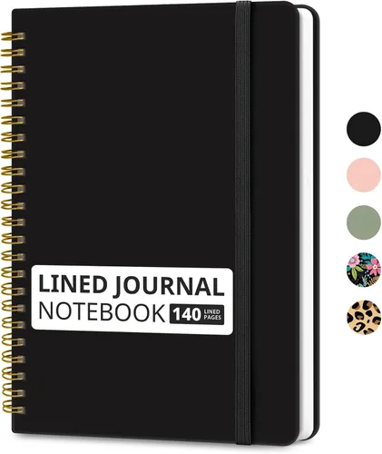 Miniatura 52 de Cuaderno rayado en espiral para mujeres y hombres, 140 páginas, cuaderno de tapa dura con rayas universitarias para trabajo y toma de notas, diarios