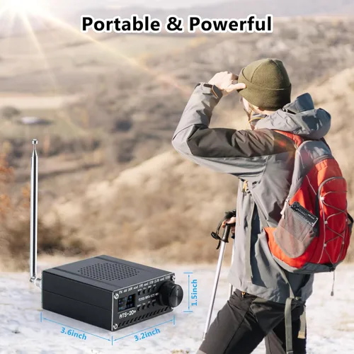 Miniatura 6 de Si4732 ATS-20+ Receptor de radio portátil de onda corta, GOOZEEZOO FM AM (MW SW) LW SSB (LSB USB), receptor de radio de banda completa, altavoz