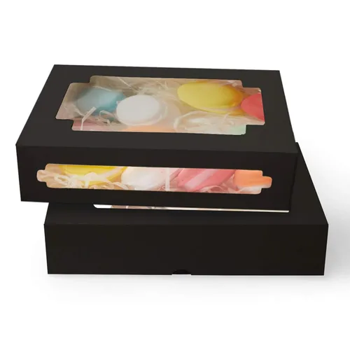 Miniatura 7 de qiqee 36 paquetes de cajas de galletas autopop para regalo de 8 x 5.3 x 2 pulgadas, caja plegable blanca de un segundo con ventana para panadería