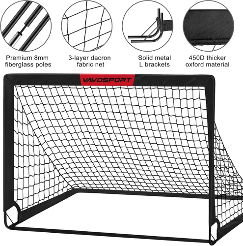 Miniatura 3 de Juego de porterías de fútbol para niños para patio trasero – 2 de 4 x 3 pies, equipo portátil de entrenamiento de portería de fútbol, red de fútbol
