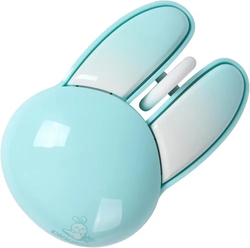 Ratón inalámbrico con forma de conejito Kawaii, portátil, silencioso, ligero, silencioso, inalámbrico, USB, óptico, inalámbrico para PC, laptop, Azul