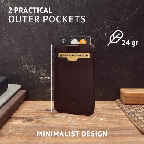 Miniatura 54 de Vaultskin CHELSEA - Cartera de piel delgada con bloqueo RFID para hombre, tarjetero minimalista con bolsillo frontal