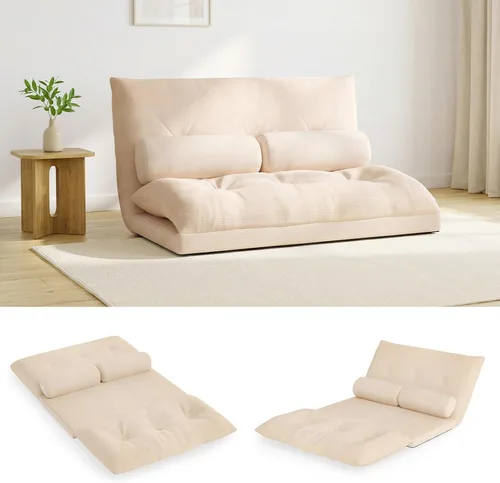 Giantex Sofá de suelo ajustable con 2 almohadas, sofá cama plegable multifuncional de 6 posiciones, asiento de piso de gamuza multifuncional para
