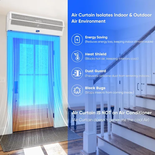 Miniatura 4 de Awoco Cortina de Aire Comercial Interior Super Power de 36", 2 Velocidades, 1200CFM, Certificada UL, 120V Sin Calefacción - Interruptor Magnético