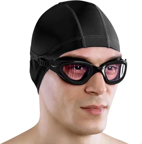 Miniatura 12 de AqtivAqua DX - Gafas de natación con visión amplia para adultos, hombres y mujeres, antiempañamiento y sin fugas Gafas negras + funda plateada