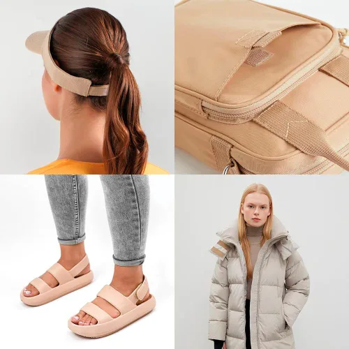 Miniatura 4 de Cinta de velcro para coser de 2 pulgadas de ancho, color beige, no adhesiva, tela de nailon beige, juego de cierre de cinta de velcro para bolsos