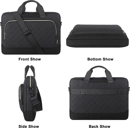 Miniatura 7 de DOMISO Bolsa para portátil de 15 a 15.6 pulgadas, maletín de negocios impermeable con correa de carrito para maleta, se adapta a computadora de 15.6
