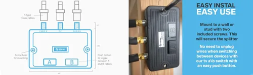 Miniatura 2 de STEREN Divisor coaxial de 2 vías, interruptor de red, interruptor de transferencia manual, cortes abdominales, adaptador de cable HDMI a coaxial