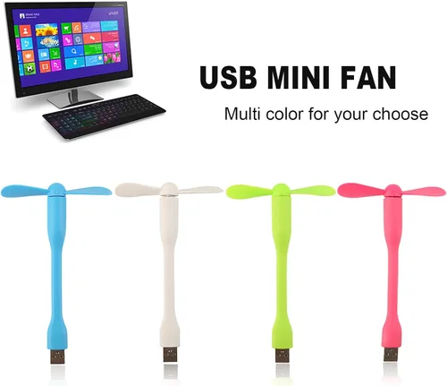 Miniatura 4 de Sokelinn-six Ventilador flexible USB, mini ventiladores de refrigeración portátiles alimentados por USB para banco de energía, portátil, PC, Rosa
