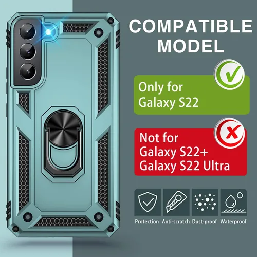 Miniatura 8 de Vaki Funda para Samsung Galaxy S22 5G con protector de pantalla integrado de grado militar, cubierta dura y resistente, funda resistente para Galaxy