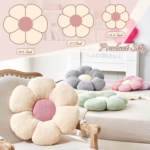 Miniatura 2 de Kcvvcr Almohada Decorativa de Flores, Almohada de Suelo Suave Blanca con Forma de 14.9" para Decoración del Hogar, Lindas Almohadas Decorativas