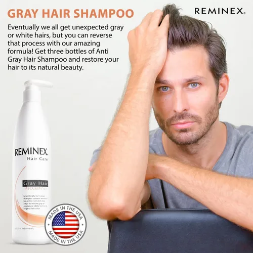 Miniatura 5 de Reminex Champú para cabello gris – Tratamiento hidratante que ralentiza el envejecimiento del cabello y ayuda a restaurar el cabello gris a su