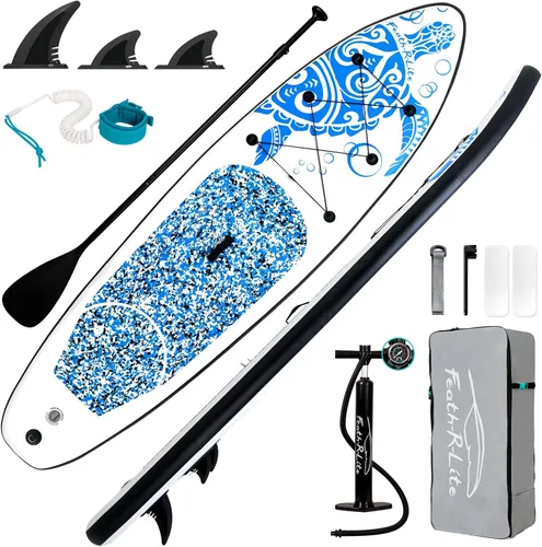 Miniatura 12 de FEATH-R-LITE Tabla de paddle surf inflable ultraligera de 10 pies x 30 pulgadas/10 pies 6 pulgadas x 33 pulgadas, para todos los niveles