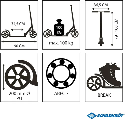 Miniatura 6 de Schildkröt City Scooter Street Artist 2.0, ruedas de 7.874 in, scooter de ocio, aluminio, plegable, para niños y adultos, calidad mejorada