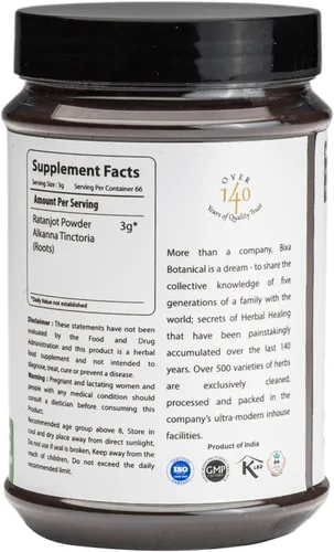 Miniatura 2 de bixa BOTANICAL Polvo de raíz de Alkanet Ratanjot/Arnebia Nobilis Antioxidante Sin gluten, sin OMG, tratado al vapor, vegano, 100% puro