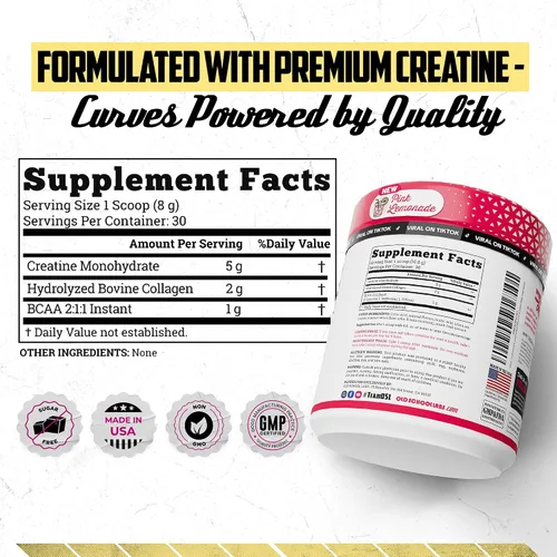 Miniatura 4 de Old School Labs Polvo de monohidrato de creatina de 5g con colágeno y BCAA Fórmula para mujeres después del entrenamiento para reparación