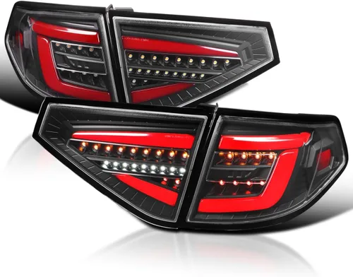 SPEC-D TUNING Luces traseras secuenciales negras con barra LED roja compatible con Subaru Impreza WRX 2008-2014 Hatchback, conjunto de par izquierdo