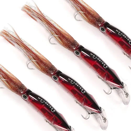 Wondersee Kit de Señuelos de Pesca de Calamar Suaves y Duros Swimbait Crankbait Jig de Simulación Pesado Holográfico 4 PCS