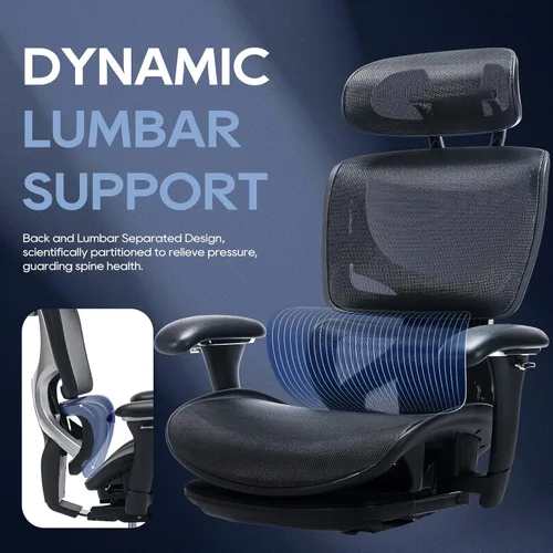 Miniatura 4 de COLAMY Silla de oficina ergonómica de malla con reposapiés, silla ejecutiva de escritorio de computadora con respaldo alto y reposacabezas anchos