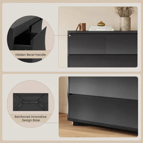 Miniatura 6 de Cómoda alta negra para dormitorio, cómoda de 61.1 pulgadas de alto con 8 cajones, cómodas de madera y cómodas, organizadores de cajones verticales