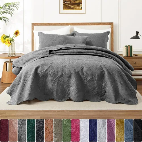 Miniatura 186 de MOONLIGHT20015 Edredón tamaño King (106 x 96 pulgadas) con 2 fundas de almohada (20 x 36 + 2 pulgadas) para todas las estaciones, juego de cama Azul
