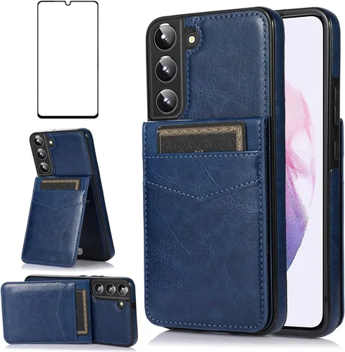 Miniatura 11 de Asuwish Funda de teléfono para Samsung Galaxy S22 Plus/S22+ con protector de pantalla de vidrio templado y tarjetero para tarjetas de crédito, Negro