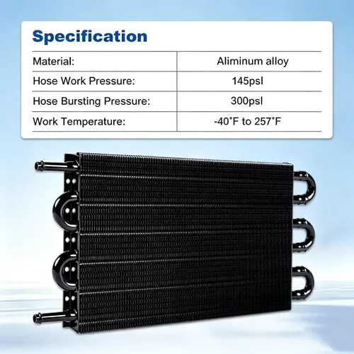Miniatura 2 de Enfriador de aceite de transmisión de 6 filas, kit enfriador de aceite de motor remoto universal de aluminio de 6 pasos de 5/16", radiador con kit