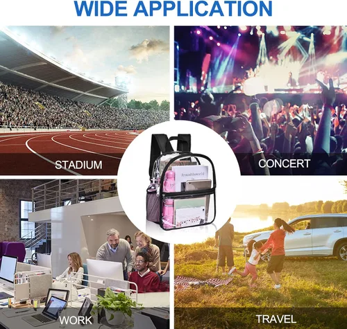 Miniatura 9 de USPECLARE Clear Backpack for Stadium Approved 12×6×12, Water proof Clear Bag for Stadium Events and Concert Work Sport EventBlack