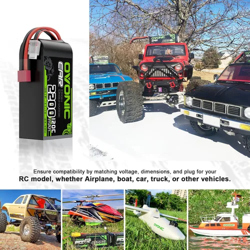 Miniatura 5 de OVONIC 3S - Batería LiPo corta de 11.1 V 2200 mAh 120C con enchufe en T estilo Dean para coche RC, camión RC, avión, helicóptero, barco, carreras