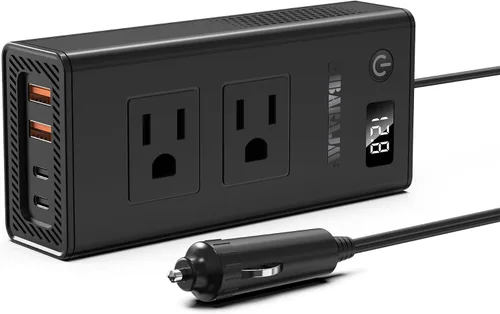 Convertidor de voltaje de automóvil de 300 W, inversor de CC de 12 V a CA, puertos de 110 V, cargador de coche de carga rápida con enchufe para